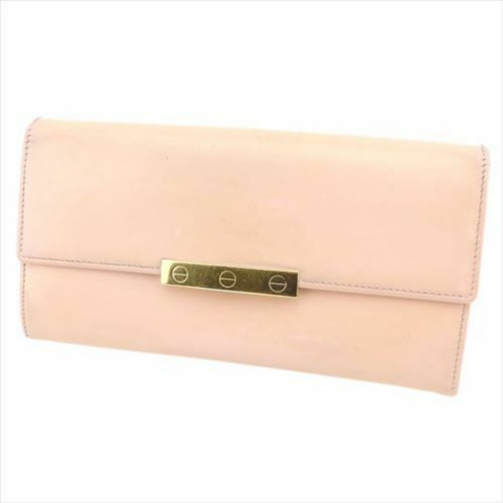 Cartier Wallet Purse Long Wallet leather Pink Woman Authentic Used T8140 - Picture 1 of 8
